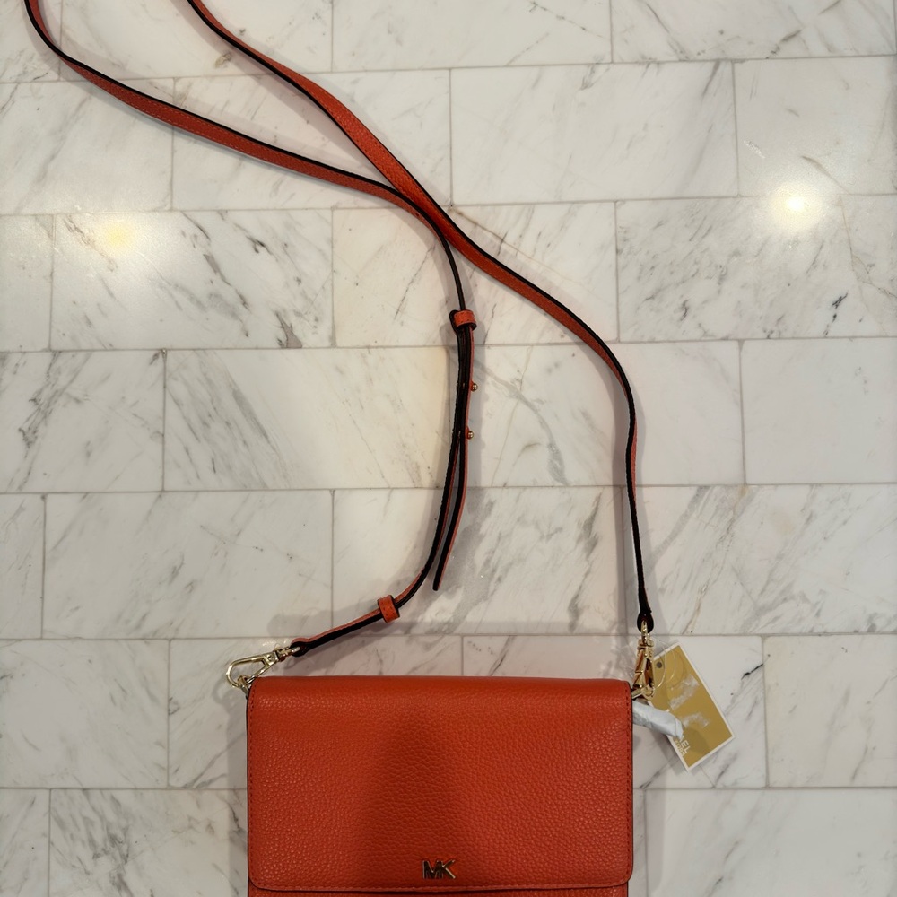 Michael Kors Mott Pink Grapefruit Phone Wallet Crossbody Bag